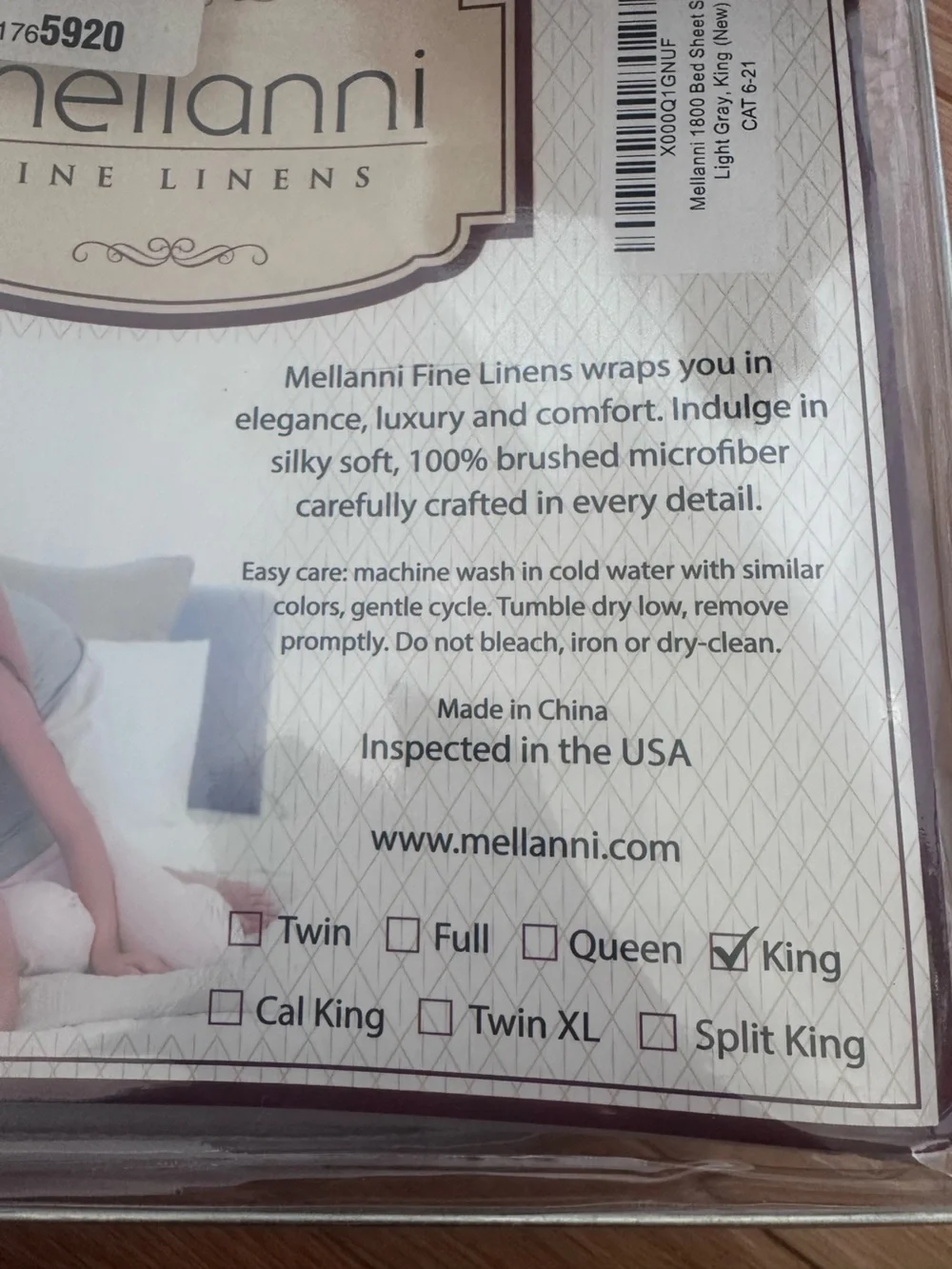Mellanni Luxury Brushed Microfiber King Flat Bed Sheet - Light Gray